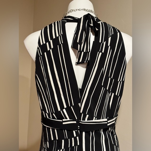 Donna Ricco NY Black & White Lines Halter Top Zip In Back SZ 14W Great Condition - Picture 7 of 14